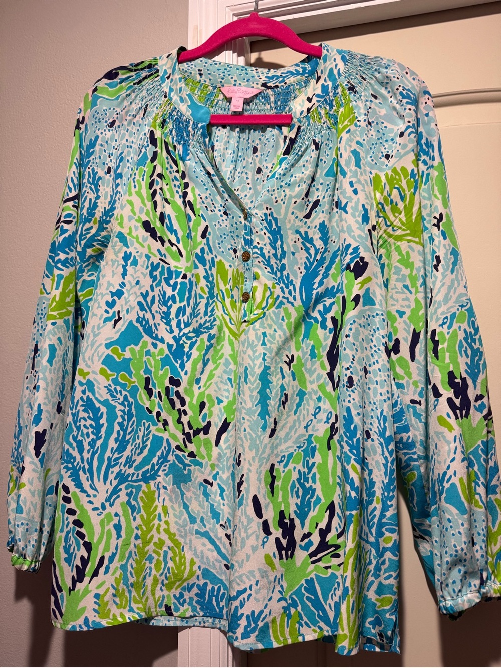 Lilly Pulitzer Blue, Green & Navy Printed Tunic Top